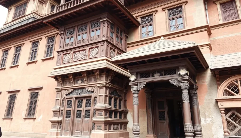 Generate an image of the Patan Museum's exterior, showcasing its traditional Nepali architecture.