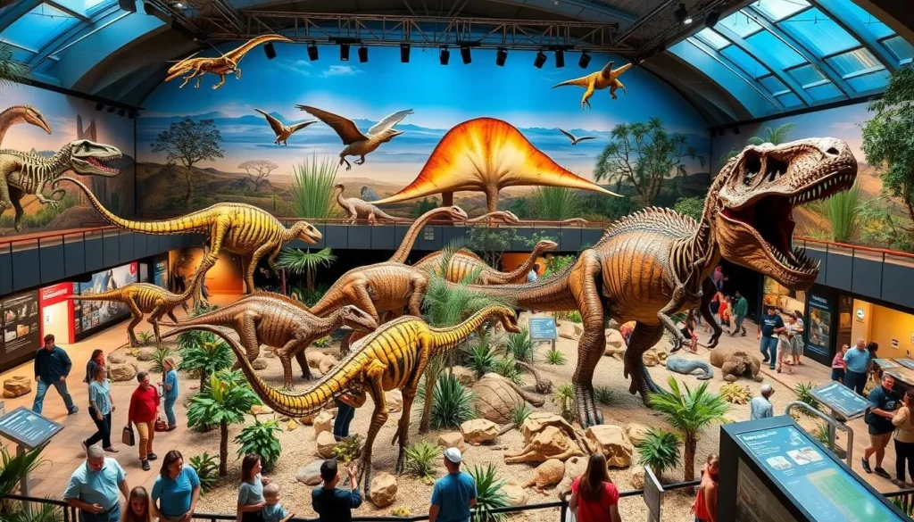 Generate an image of the Perot Museum's dinosaur exhibit.