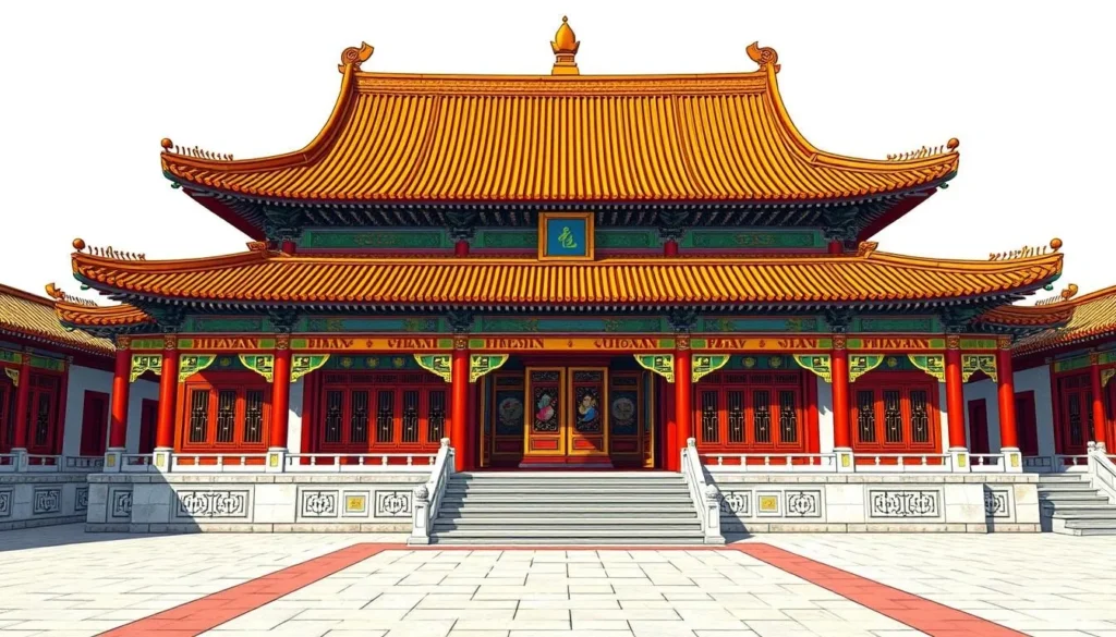 Generate an image of the Presidential Palace's main hall with its traditional Chinese architecture.
