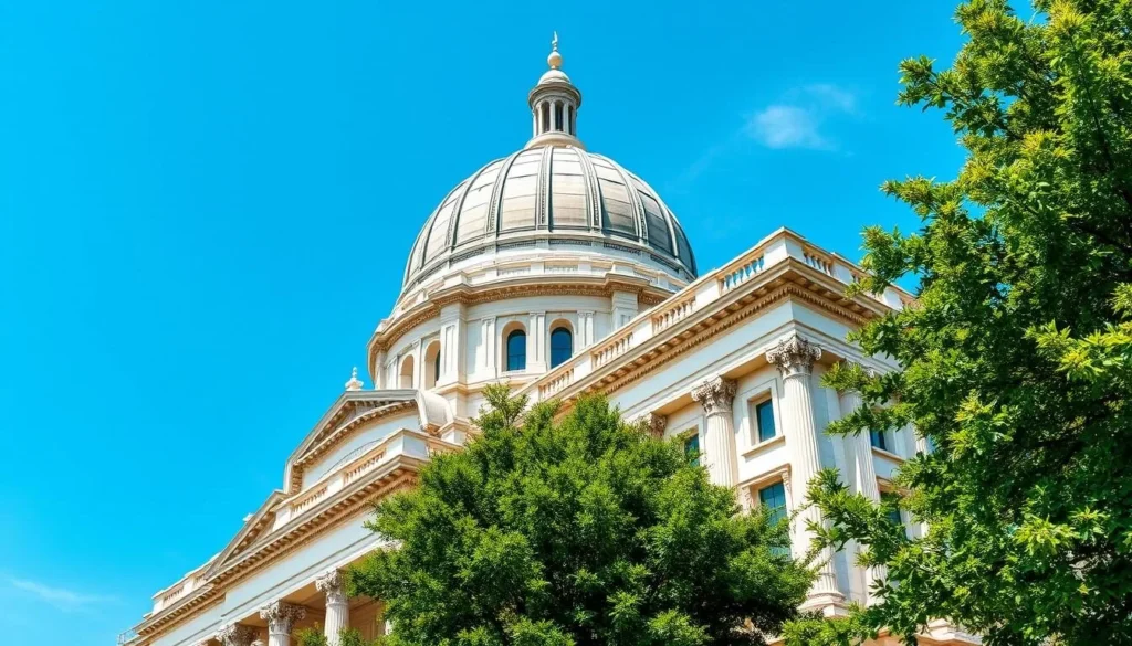 Generate an image of the Rhode Island State House with its marble dome.