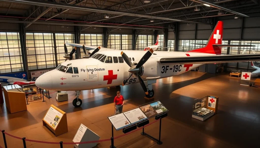 Generate an image of the Royal Flying Doctor Service Museum, illustrating the vital service it provides to remote areas.