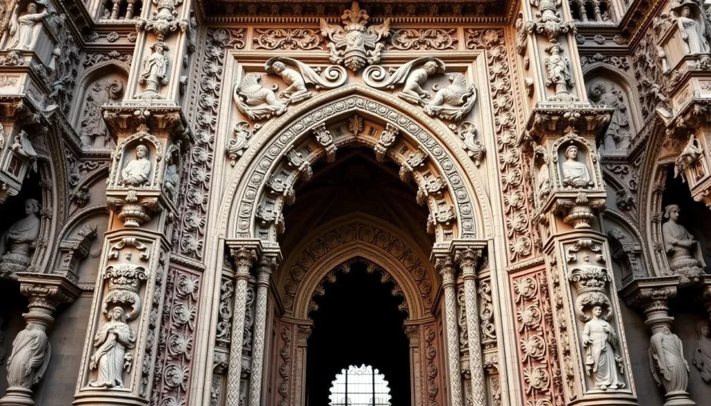 Generate an image of the Saint-Trophime Cathedral's intricately carved portal.
