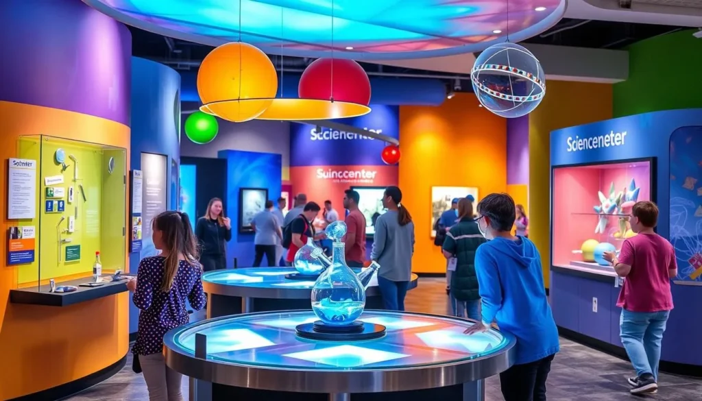 Generate an image of the Sciencenter's interactive exhibits