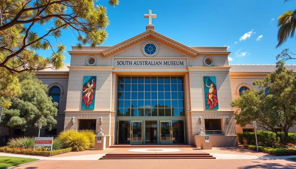 Generate an image of the South Australian Museum's entrance.