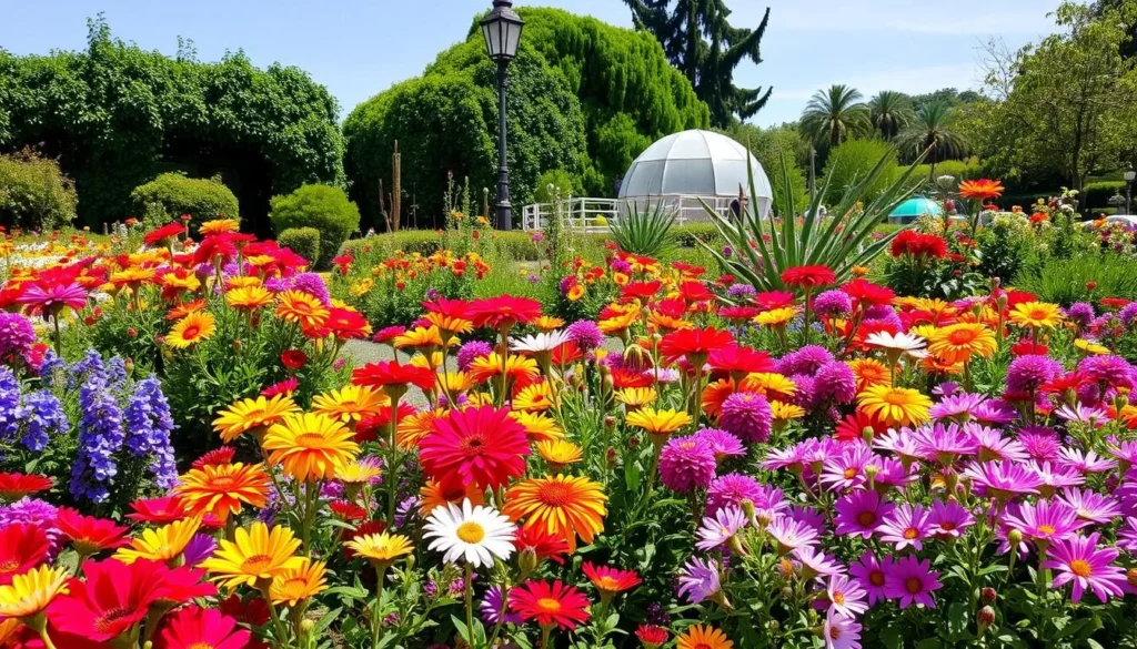 Generate an image of the South Bay Botanical Gardens, showcasing its lush greenery and vibrant flowers.