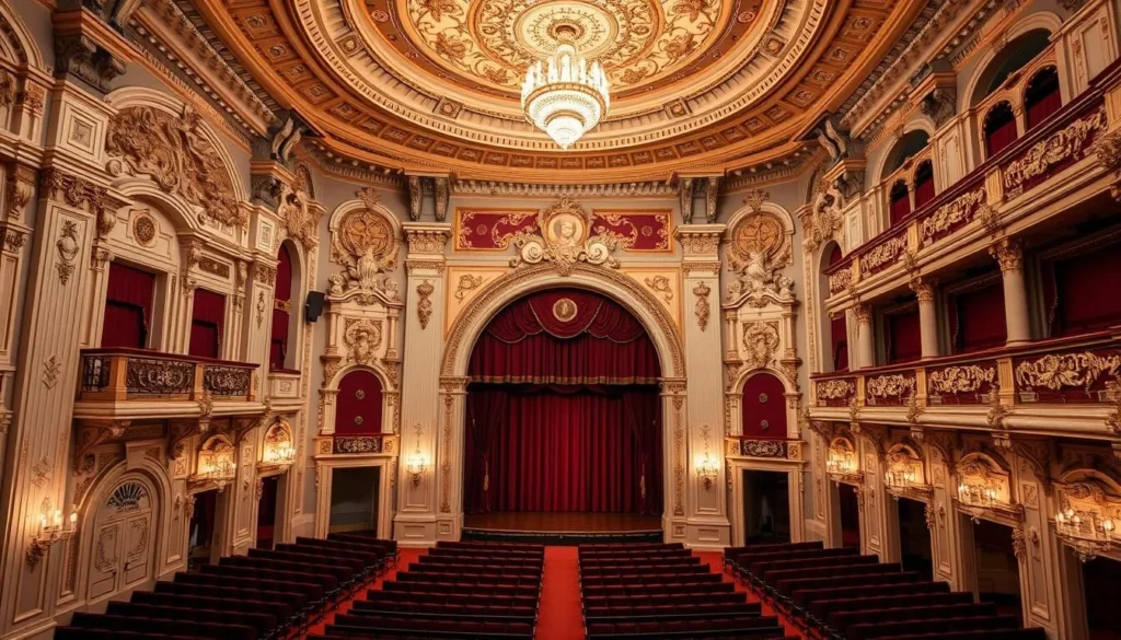 Generate an image of the Stanley Theatre's ornate interior, showcasing its Baroque details.