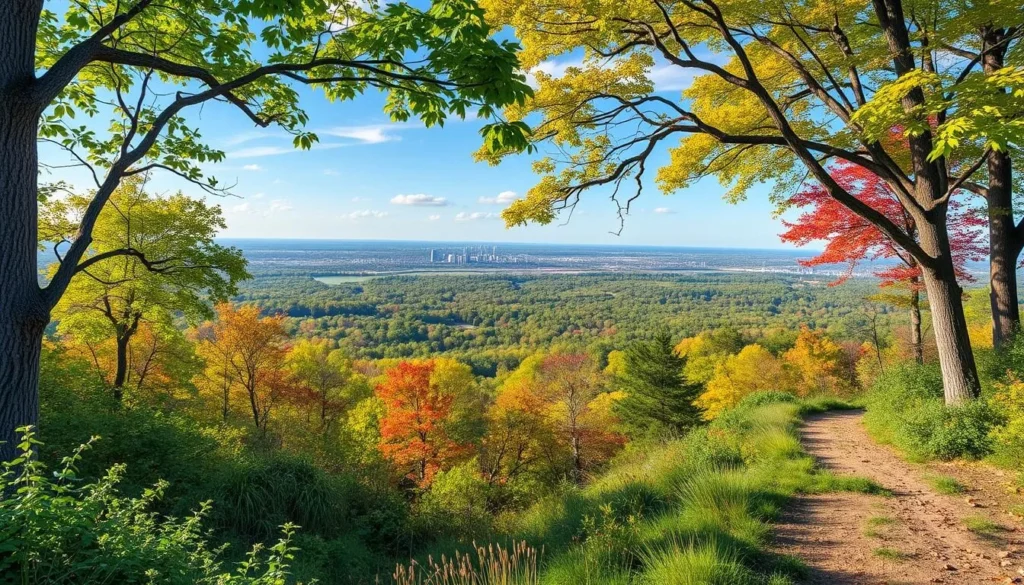 Generate an image of the Staten Island Greenbelt's hiking trails.