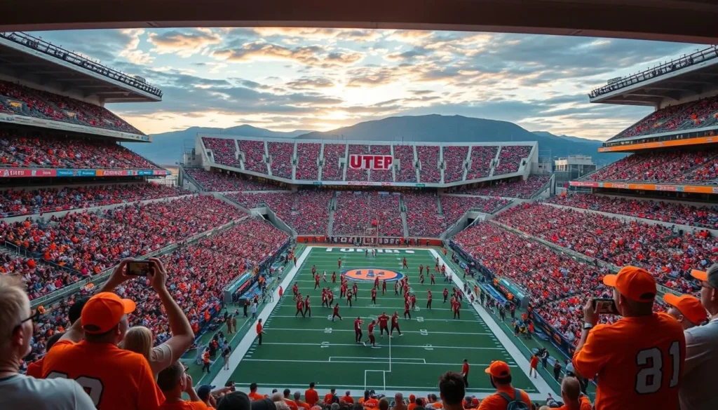 Generate an image of the Sun Bowl Stadium during a UTEP football game