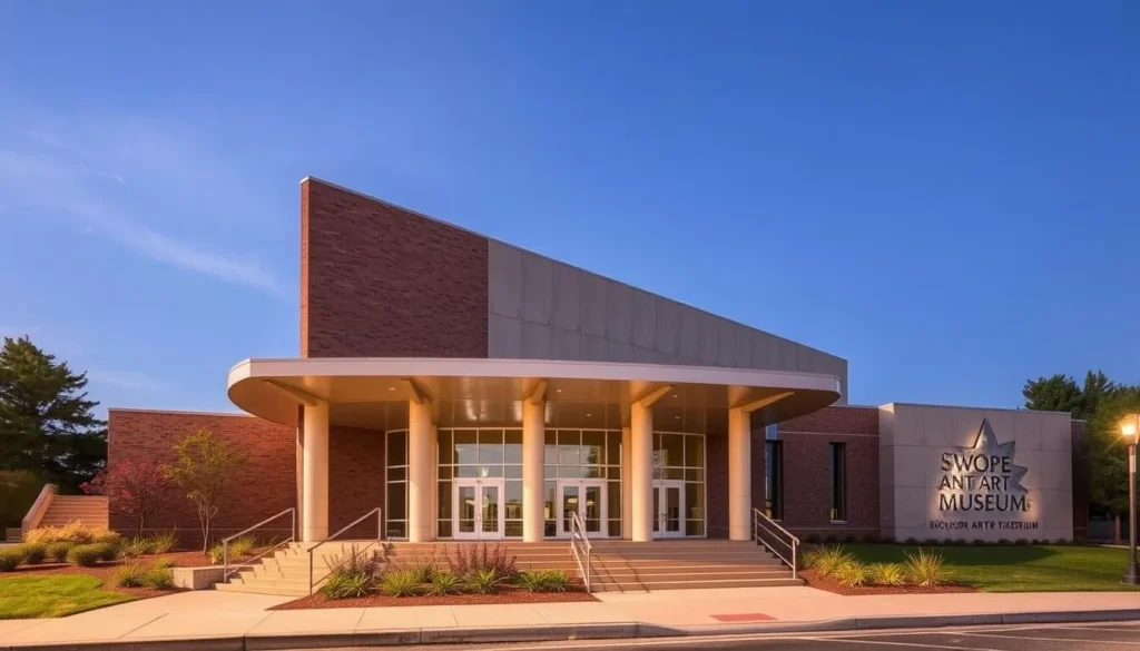 Generate an image of the Swope Art Museum's exterior, showcasing its architectural beauty. Generate an image of the Swope Art Museum's exterior, showcasing its architectural beauty.