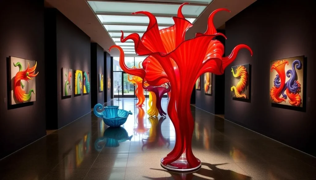 Generate an image of the Tacoma Art Museum's gallery featuring Dale Chihuly's work.