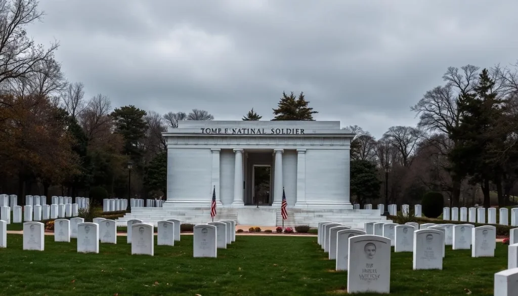 Generate an image of the Tomb of the Unknown Soldier at Arlington National Cemetery.