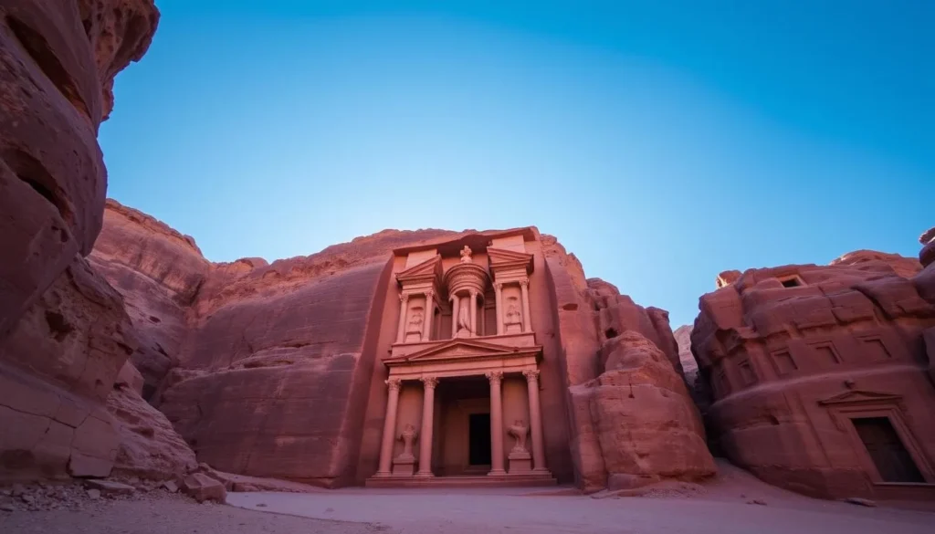 Generate an image of the Treasury at Petra, Jordan Generate an image of the Treasury at Petra, Jordan