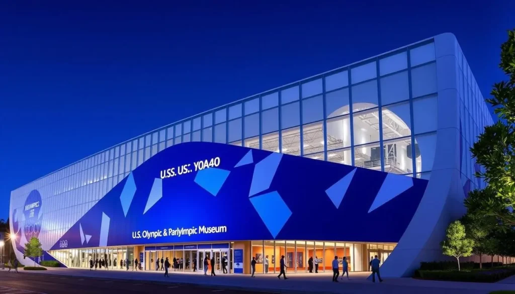 Generate an image of the U.S. Olympic & Paralympic Museum's exterior, showcasing its modern architecture. Generate an image of the U.S. Olympic & Paralympic Museum's exterior, showcasing its modern architecture.