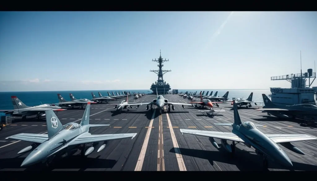 Generate an image of the USS Lexington's flight deck with aircraft on display.