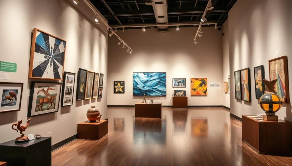 Generate an image of the Weatherspoon Art Museum's modern art exhibit