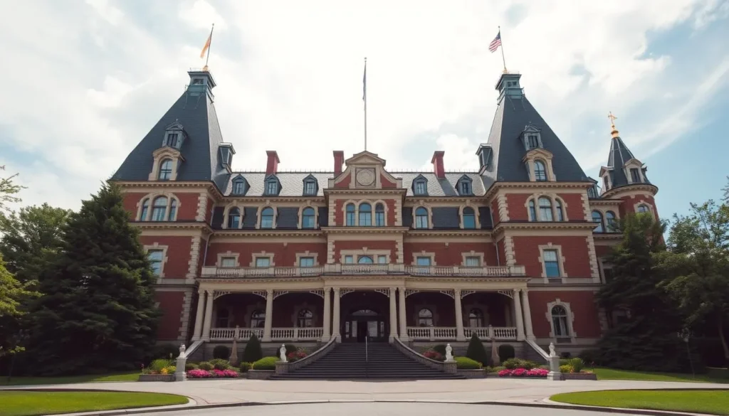 Generate an image of the West Baden Springs Hotel's historic facade.