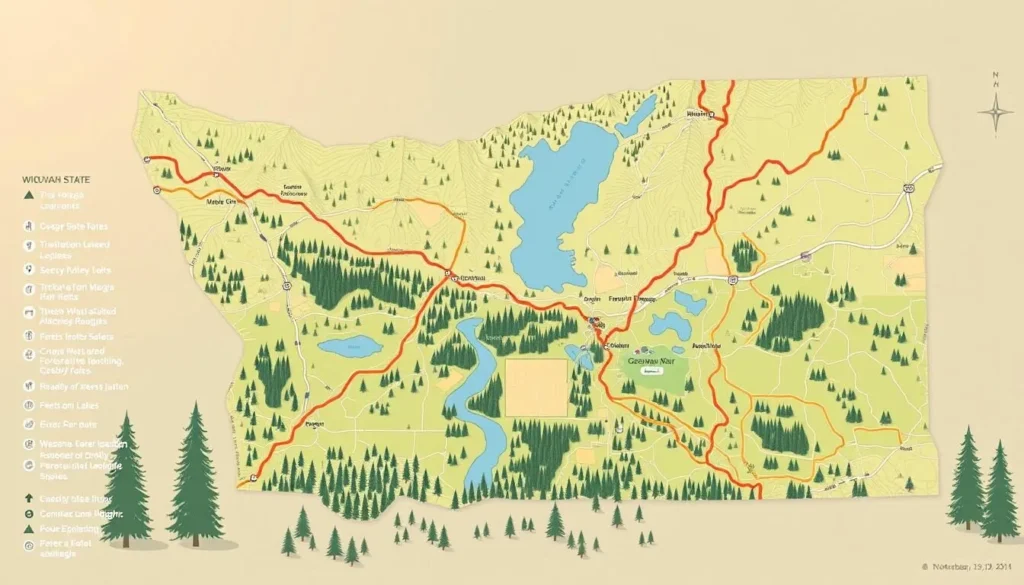 Generate an image of the Wiouwash State Trail map, showcasing its 41-mile route through diverse landscapes.