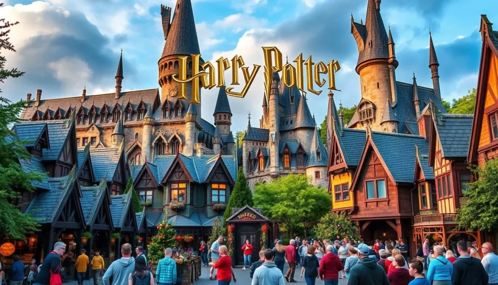 Generate an image of the Wizarding World of Harry Potter at Universal Orlando Resort.