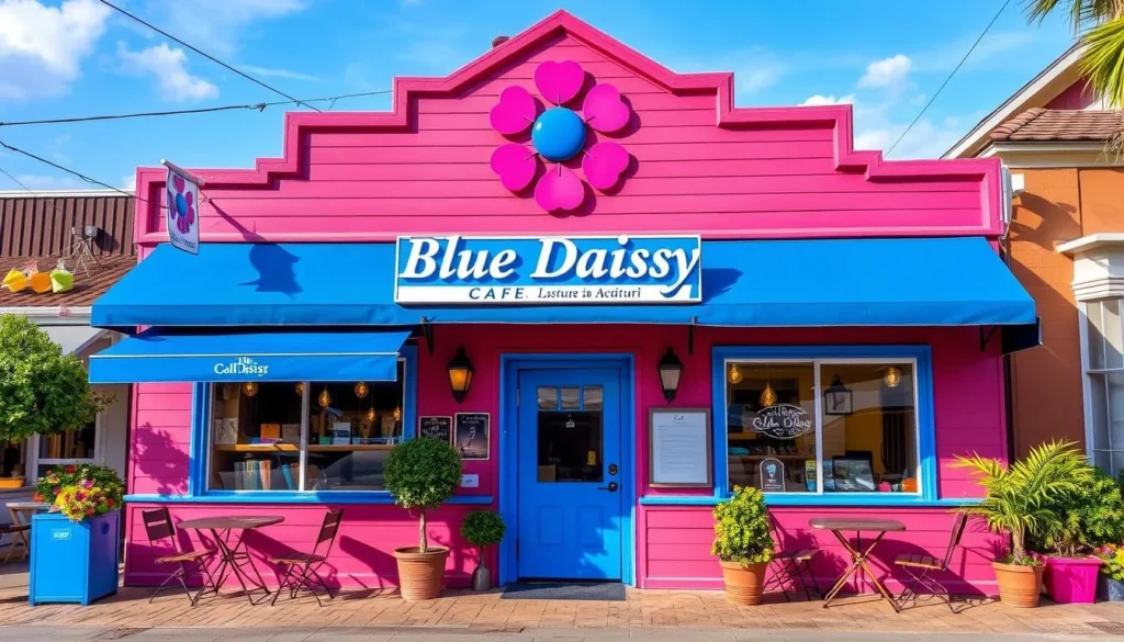Generate an image of the exterior of Blue Daisy Cafe
