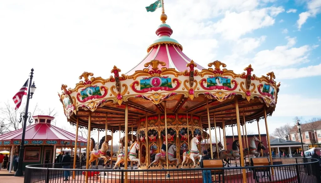 Generate an image of the historic Looff Carousel, a designated landmark on the National Register of Historic Places.
