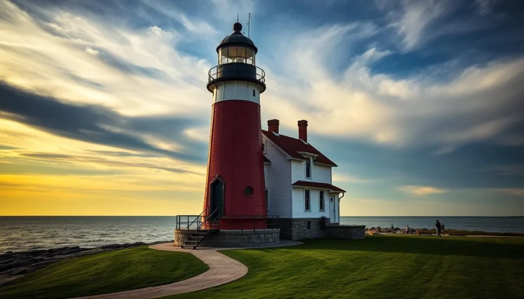 Generate an image of the historic Michigan City lighthouse.