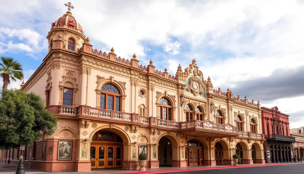 Generate an image of the historic Plaza Theatre in El Paso, Texas, showcasing its stunning Spanish Colonial Revival architecture.