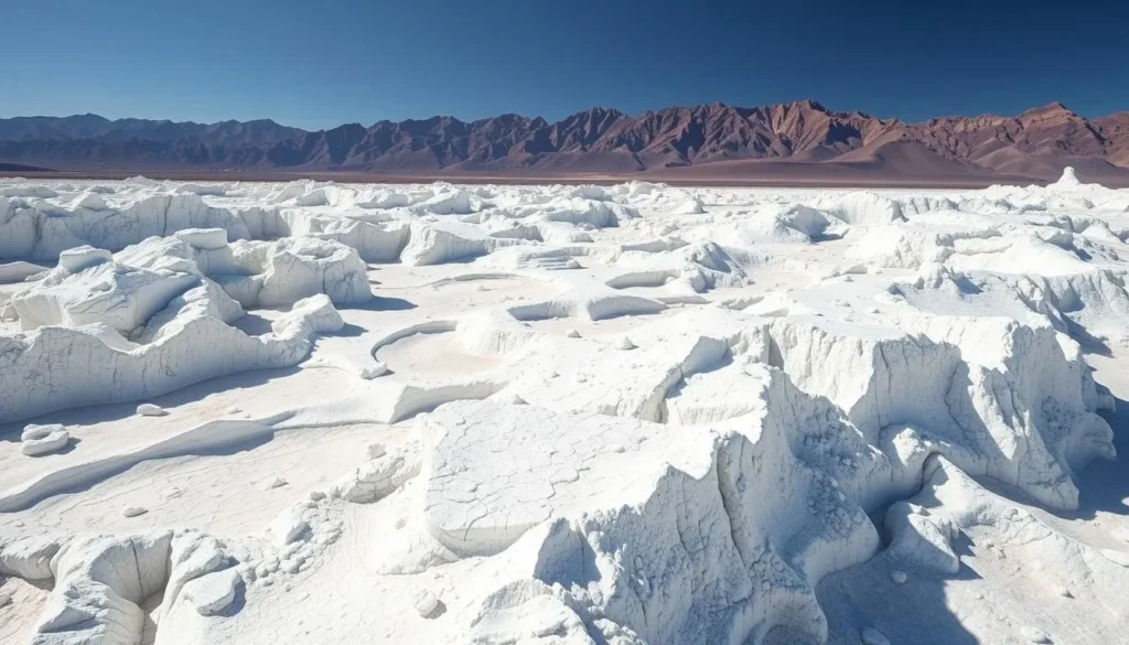 Generate an image of the jagged salt formations at Devil's Golf Course in Death Valley National Park.