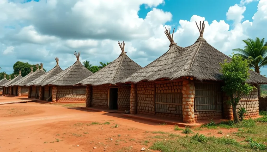 Generate an image of the unique Takienta houses in Koutammakou, Togo.