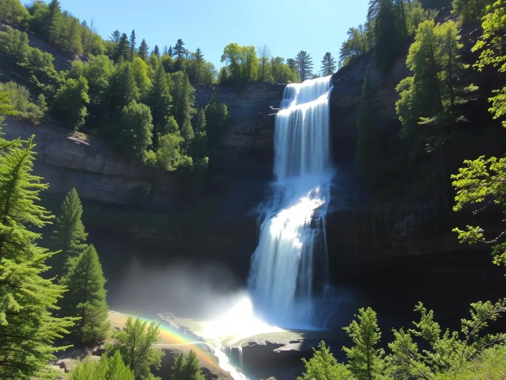 Georgia's tallest waterfall, Amicalola Falls, plunging 729 feet through the forest