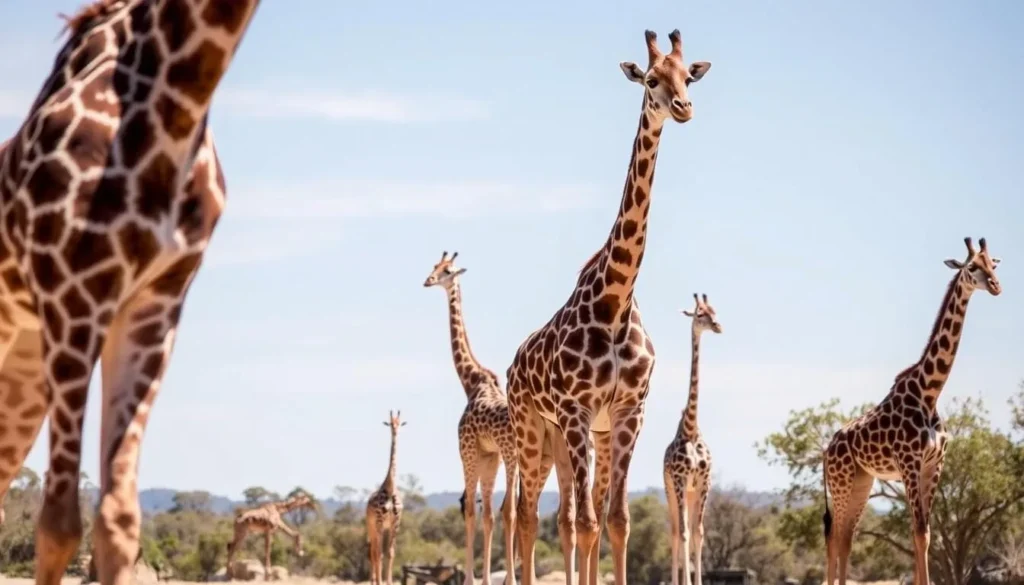 Giraffes roaming freely at Monarto Safari Park in the Murraylands Region South Australia