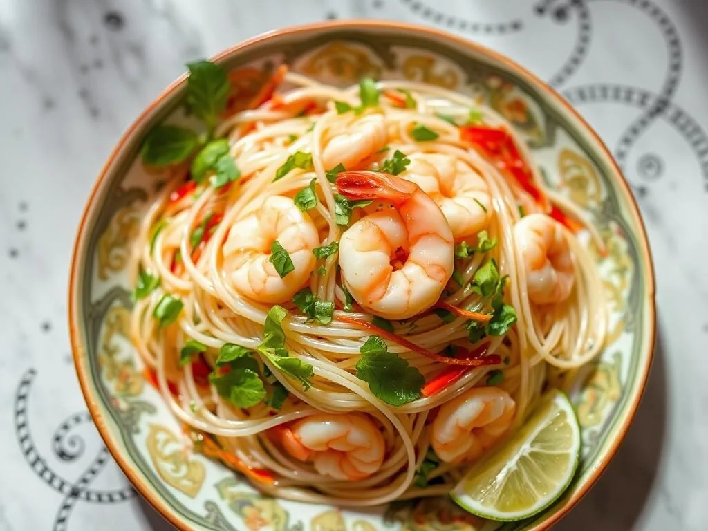 Glass noodle salad with shrimp at Baan Siam restaurant in Washington DC