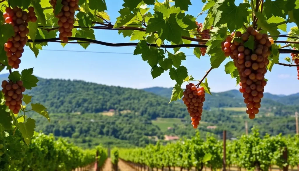 Grape Valley image with lush greenery and grape trellises
