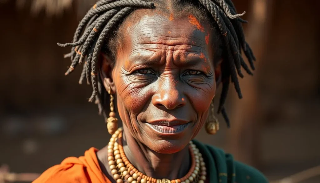 Himba woman with traditional hairstyle and ochre skin in traditional village - best things to do in Namibia