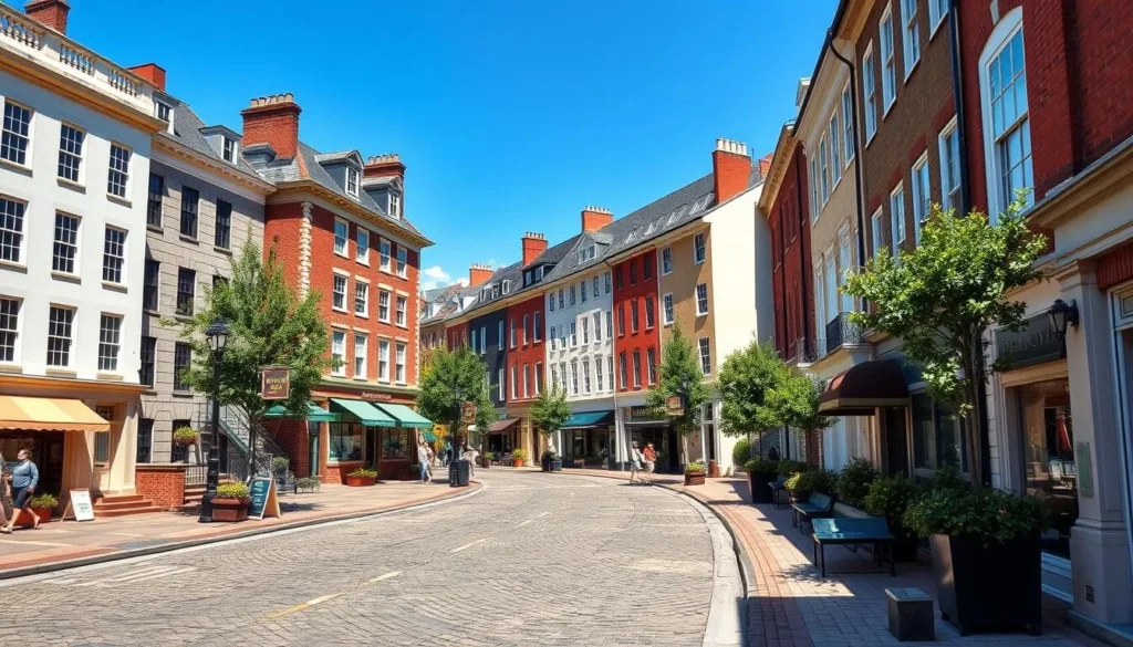 Historic Georgetown neighborhood with its cobblestone streets and colorful Federal-style houses