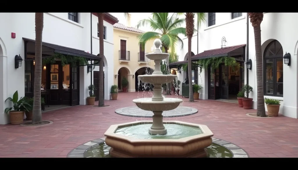 Historic Third Street South Naples with charming courtyards and fountains