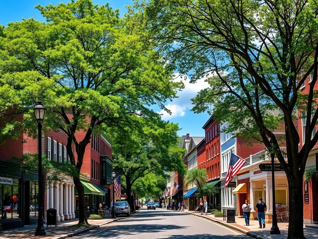 Historic Wethersfield Connecticut main street with colonial buildings Historic Wethersfield Connecticut main street with colonial buildings