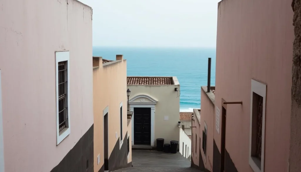Historic buildings on Gorée Island with the Door of No Return visible Historic buildings on Gorée Island with the Door of No Return visible