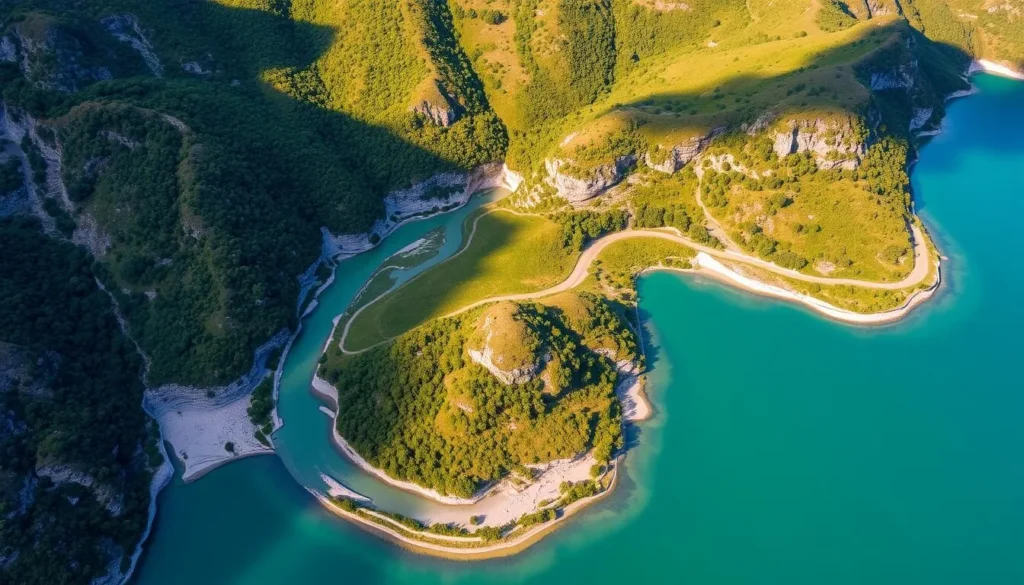 Horseshoe bend of Rijeka Crnojevića river flowing into Lake Skadar Horseshoe bend of Rijeka Crnojevića river flowing into Lake Skadar