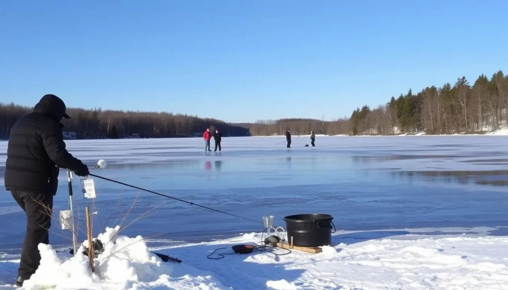 Ice fishing on Leech Lake, Minnesota
