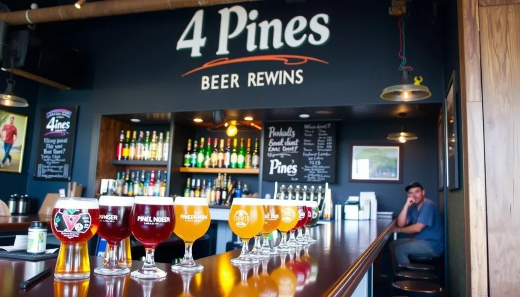Image of 4 Pines Brew Pub in Manly with a selection of craft beers