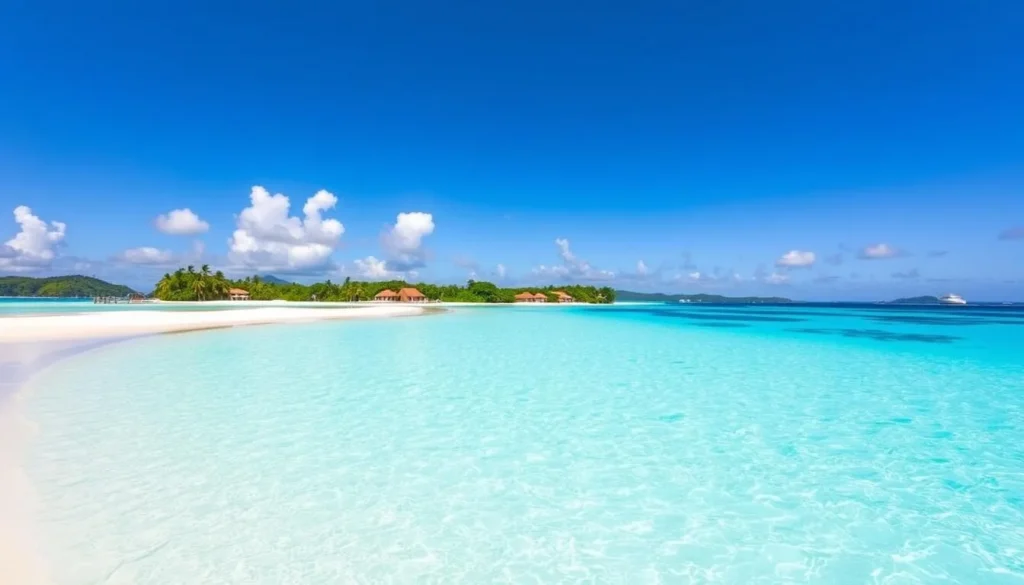 Image of Aitutaki lagoon with turquoise waters and white sandy beaches