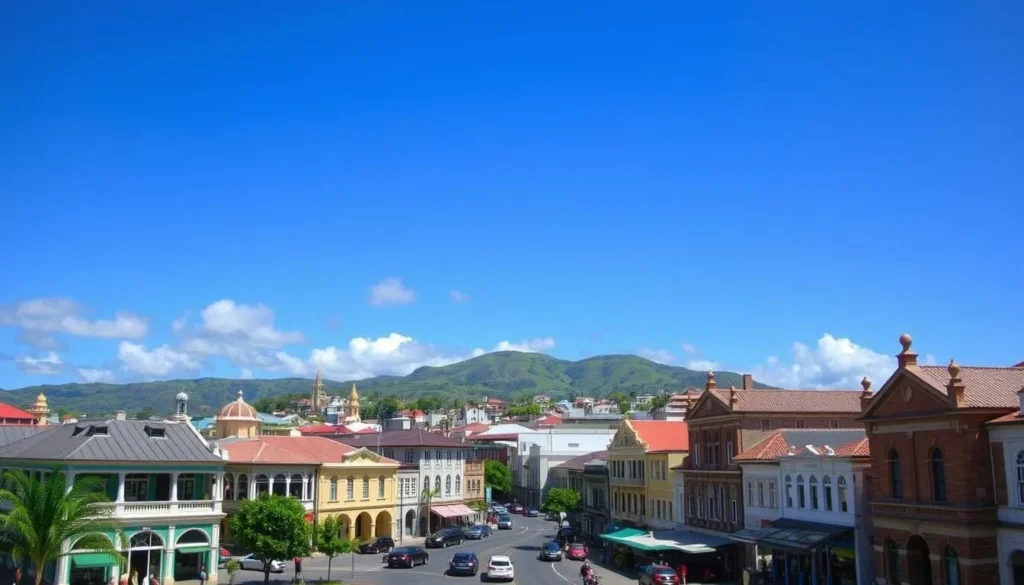 Image of Apia cityscape with traditional Samoan buildings and colonial architecture