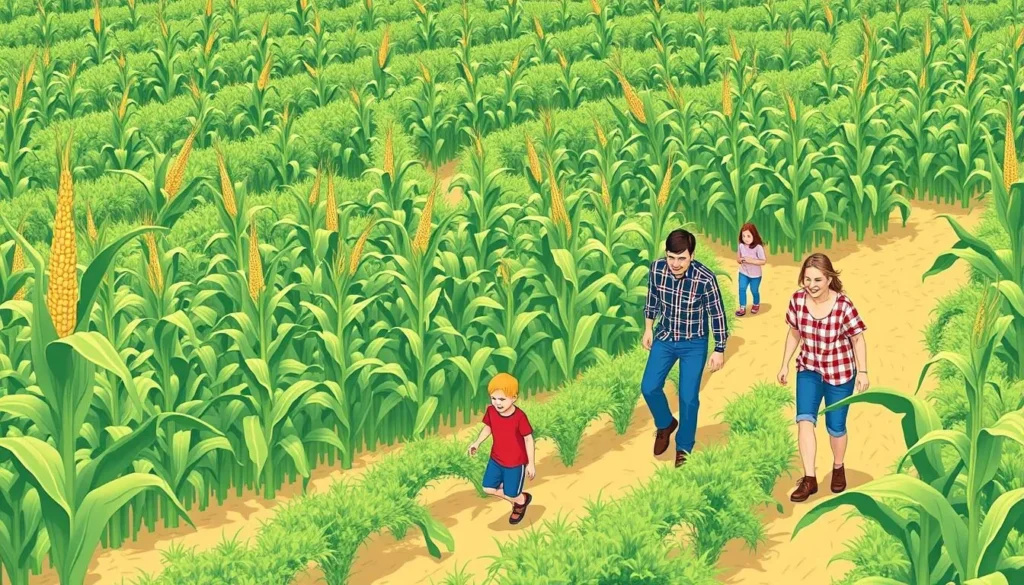 Image of At'l Do Farms corn maze with families navigating through it
