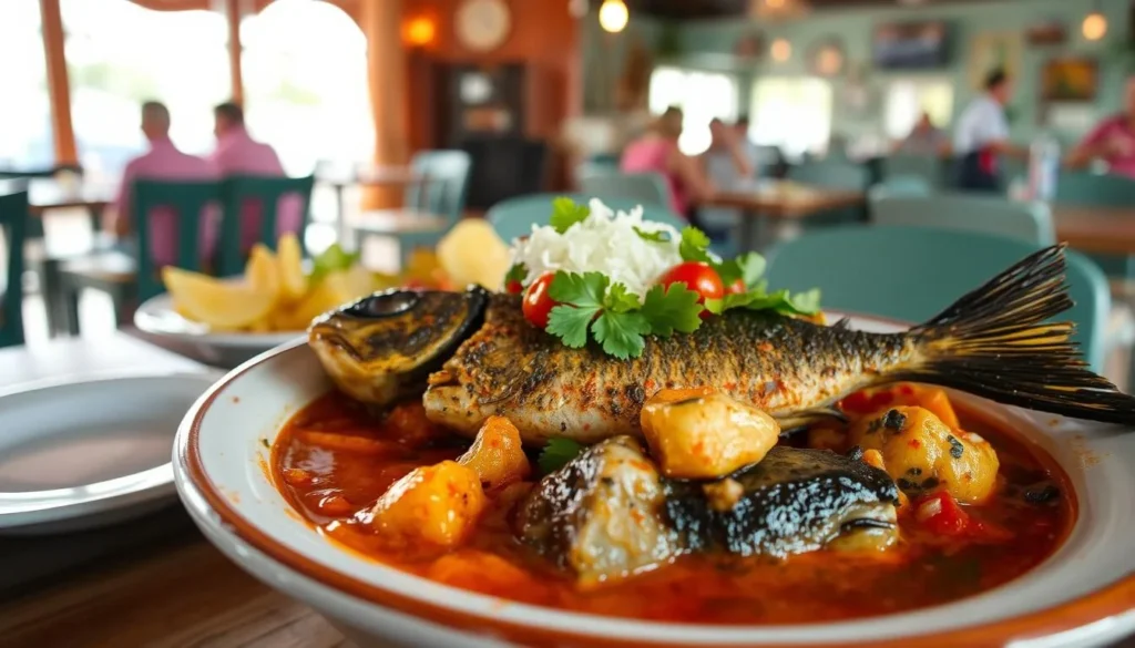 Image of Bahamian fish stew at a restaurant in Governor's Harbour