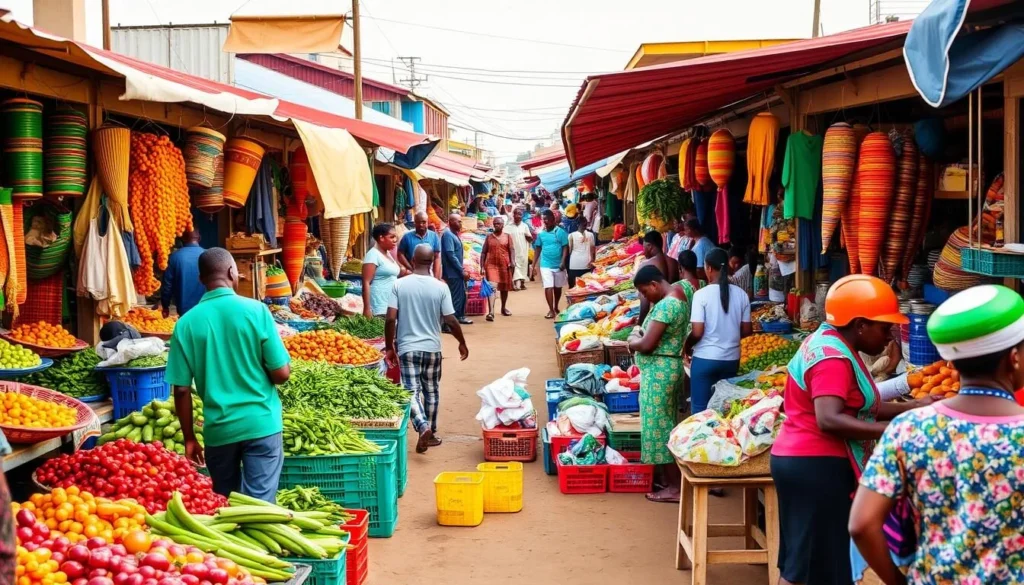 Image of Bandim Market, a bustling marketplace in Bissau, Guinea-Bissau