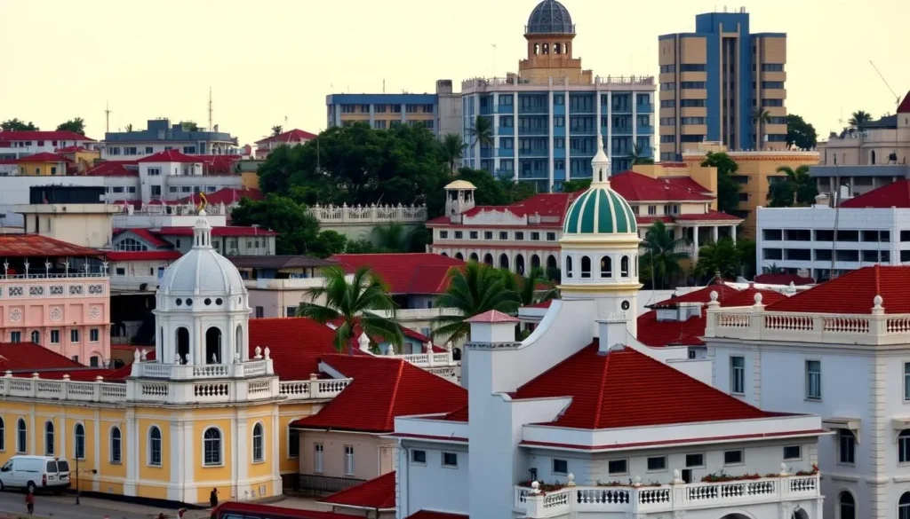 Image of Banjul cityscape with a mix of colonial and modern architecture