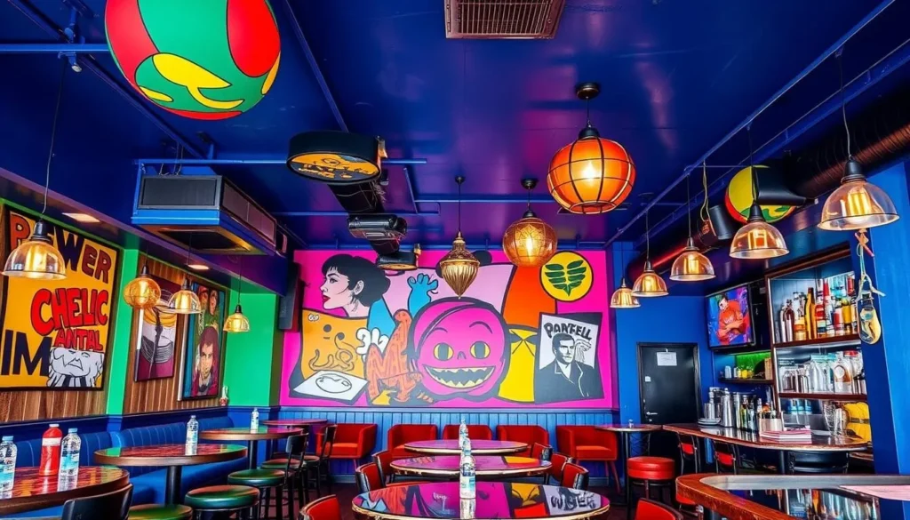 Image of Bar Cecil's interior with its distinctive pop art decor