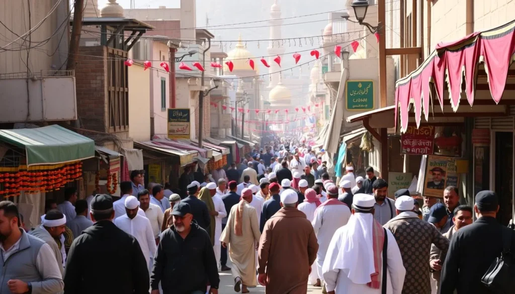 Image of Barkhor Street with pilgrims and tourists