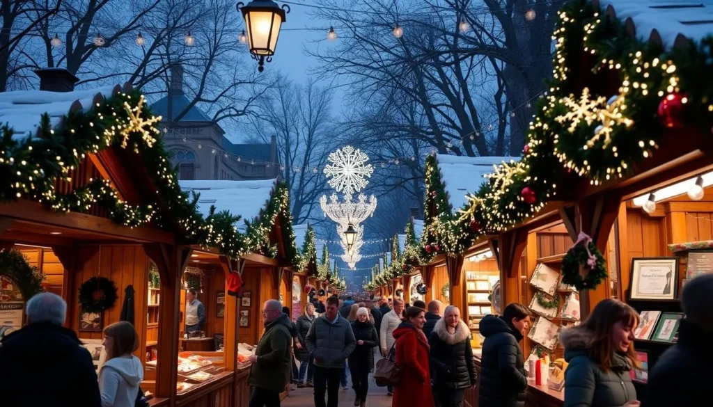 Image of Bath Christmas Market with wooden chalets