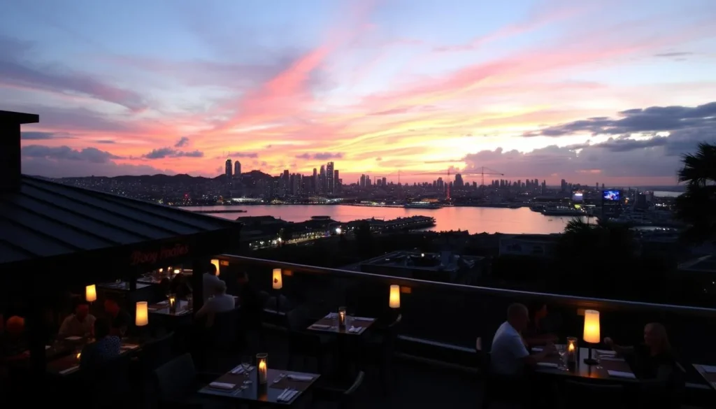Image of Bayviews Restaurant & Lounge Bar with a view of the city skyline